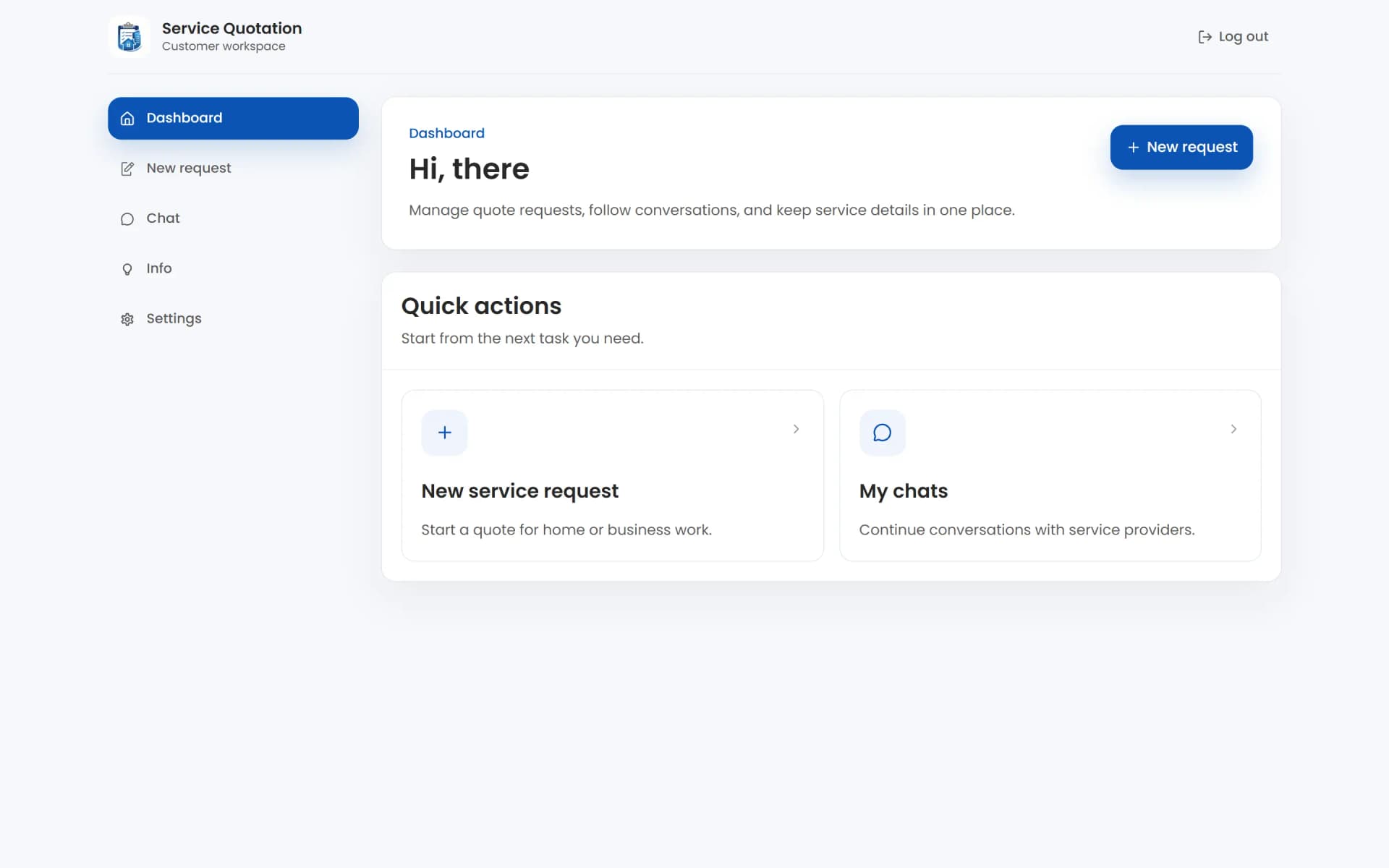 HOME SERVICE QUOTATION Request Creation